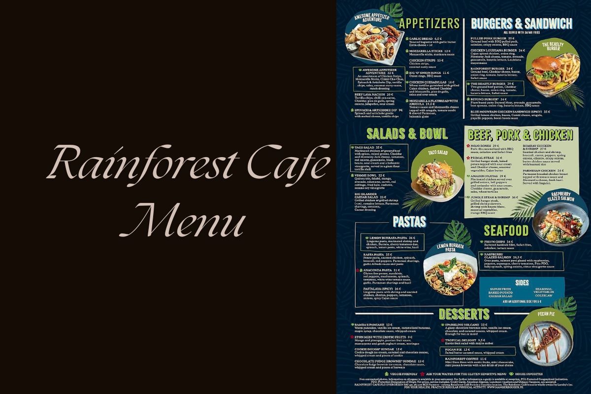 Rainforest Cafe Menu