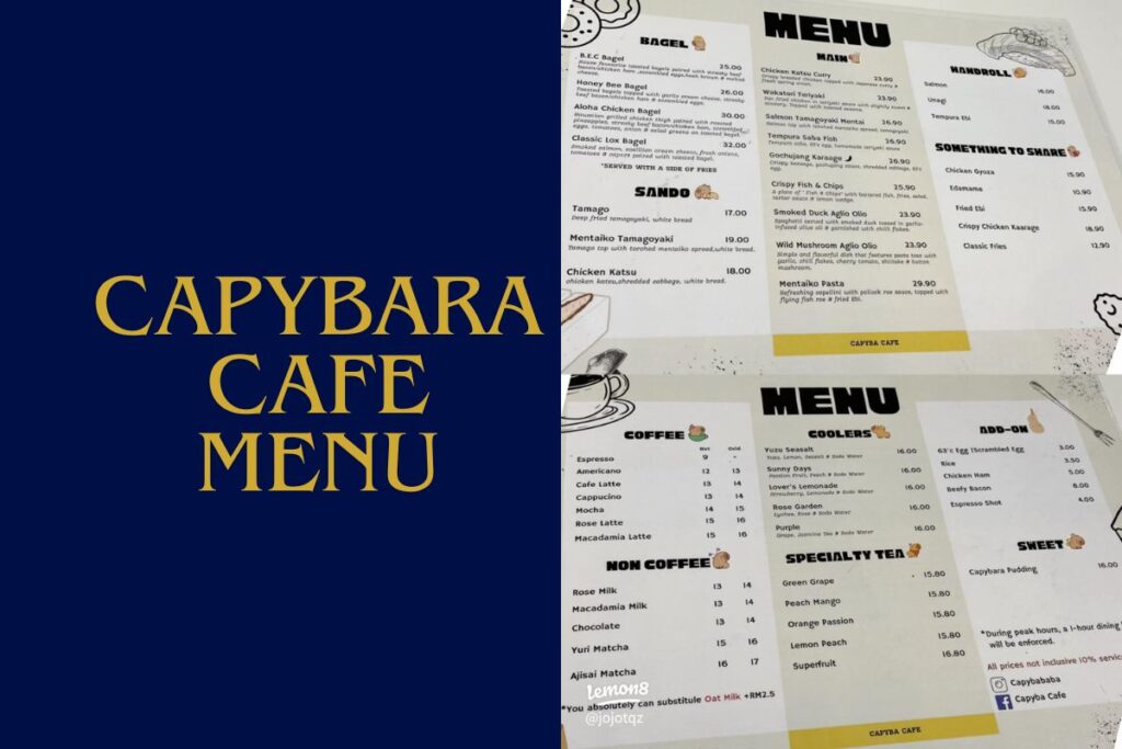 Capybara cafe Menu