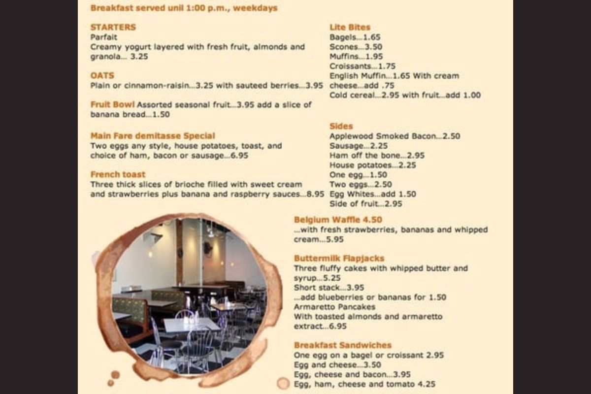 Demitasse Café Menu
