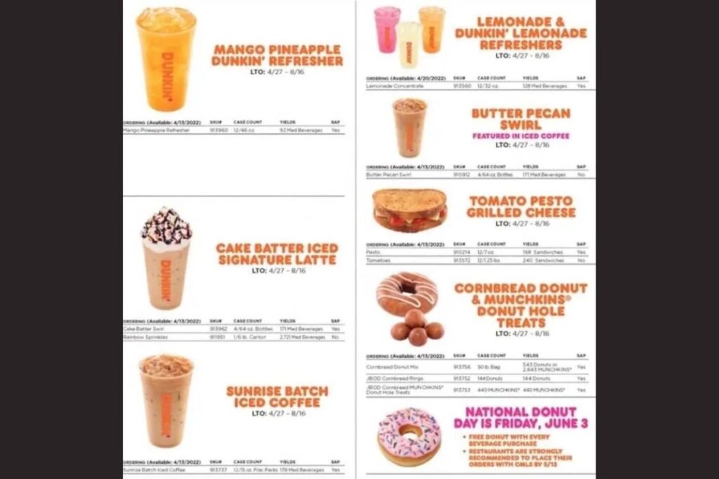 Dunkin Menu