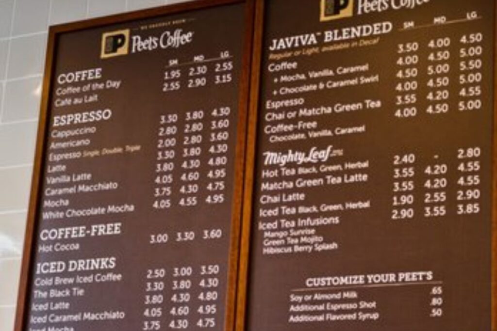 Peet’s Coffee Menu